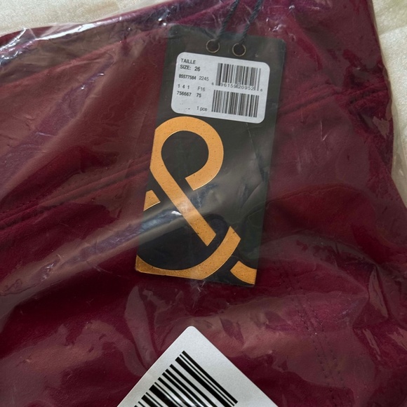 PANTS, LOVE & LEGEND, BURGUNDY, SZ 26, ADDITION ELLE, TAGS ON, IN ORIGINAL BAG, - Picture 1 of 2